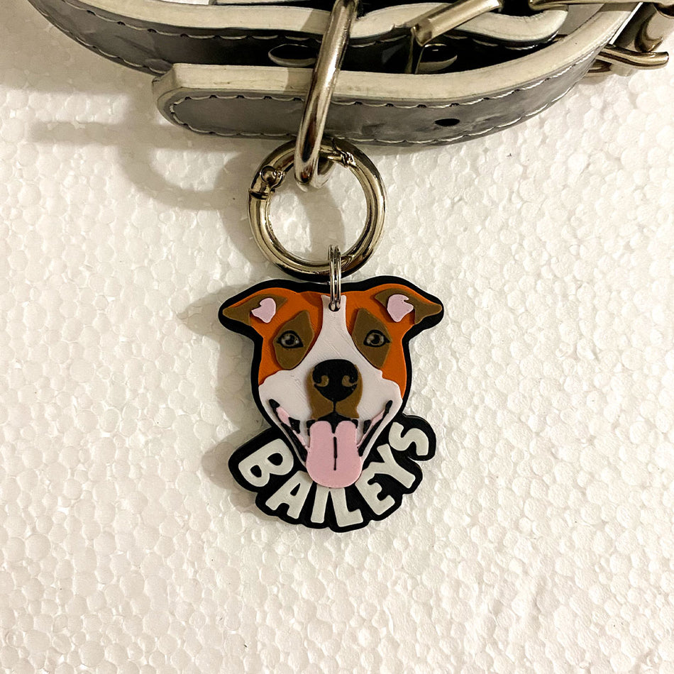 Customized pet tag created from a photo of the pet itself